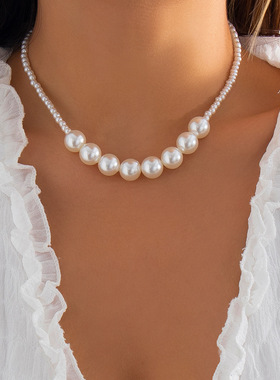 Vintage women's round bead chain layered necklace女分层项链