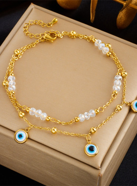 五角星吊坠脚链Double layered pentagram pendant ankle chain
