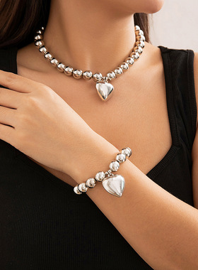 Round bead necklace women's beaded necklace欧美个性串珠项链