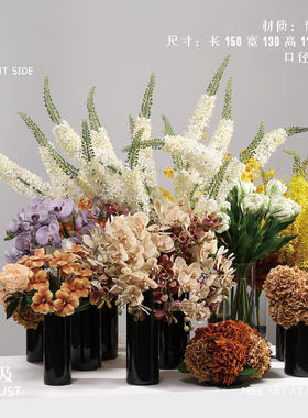妖及 现代艺术黑色直筒多瓶组合式陈列花艺 样板间酒店大堂摆件