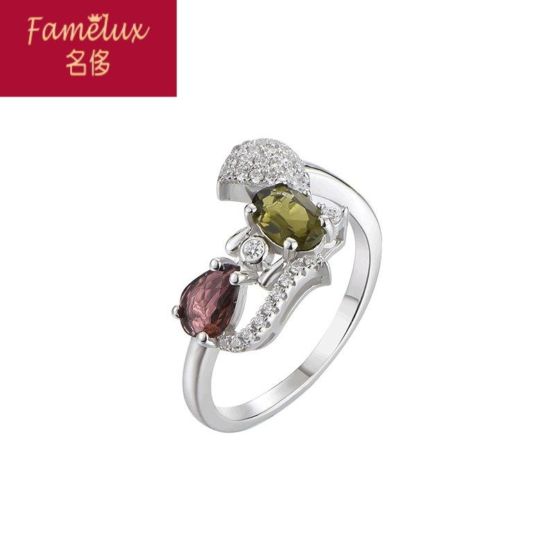 碧玺女正品925彩色生日潮银指环 名侈戒指/指环