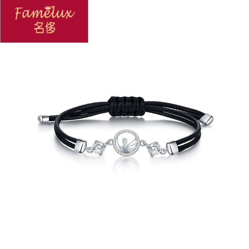 新款小天鹅编制女纯银小众简约手链 名侈手链