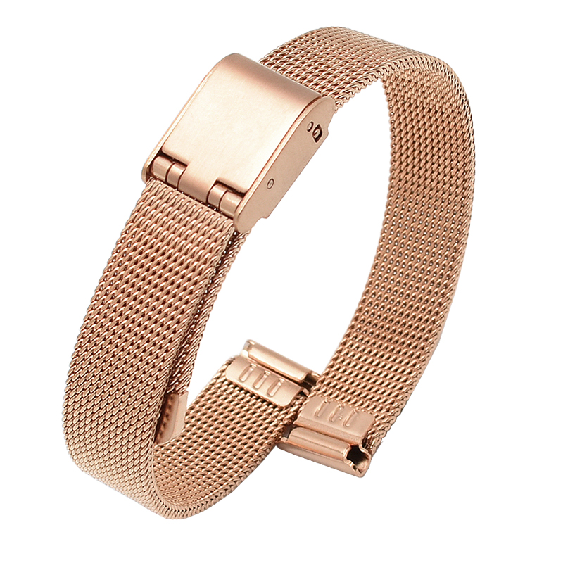 不锈钢超薄米兰钢带适用CK阿玛尼表带金属女款手表链8 10 12 14mm