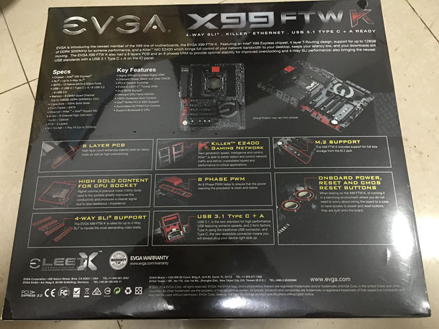 EVGA X99 FTW K E-ATX gaming motherboard 151-BE-E097-KR
