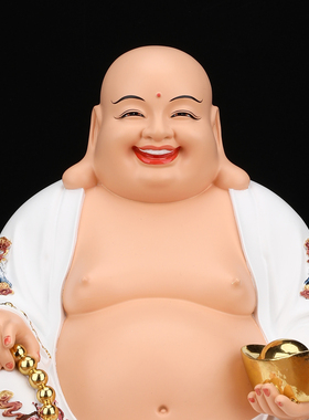 大肚弥勒佛菩萨佛像招财家居佛堂供奉开心笑佛真身像体树脂摆件