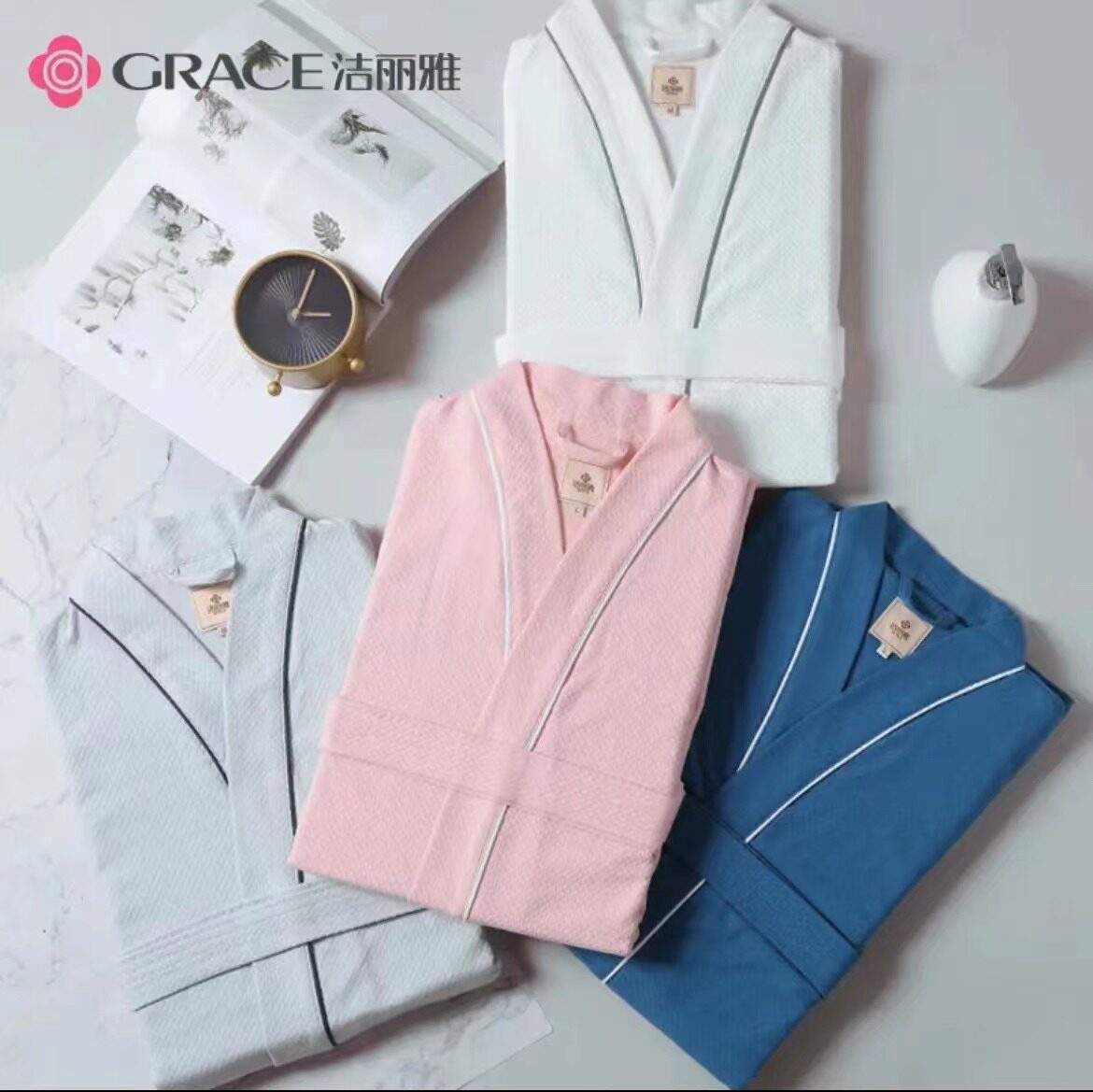 洁丽雅纯棉吸水速干男女五星级浴袍 grace洁丽雅瑞华泽浴裙/浴袍/浴衣