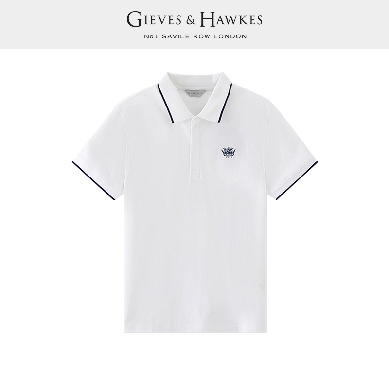 GIEVES&HAWKES/君皇仕GH多彩纯棉刺绣短袖商务POLO衫 G45H9EI031 - 图2