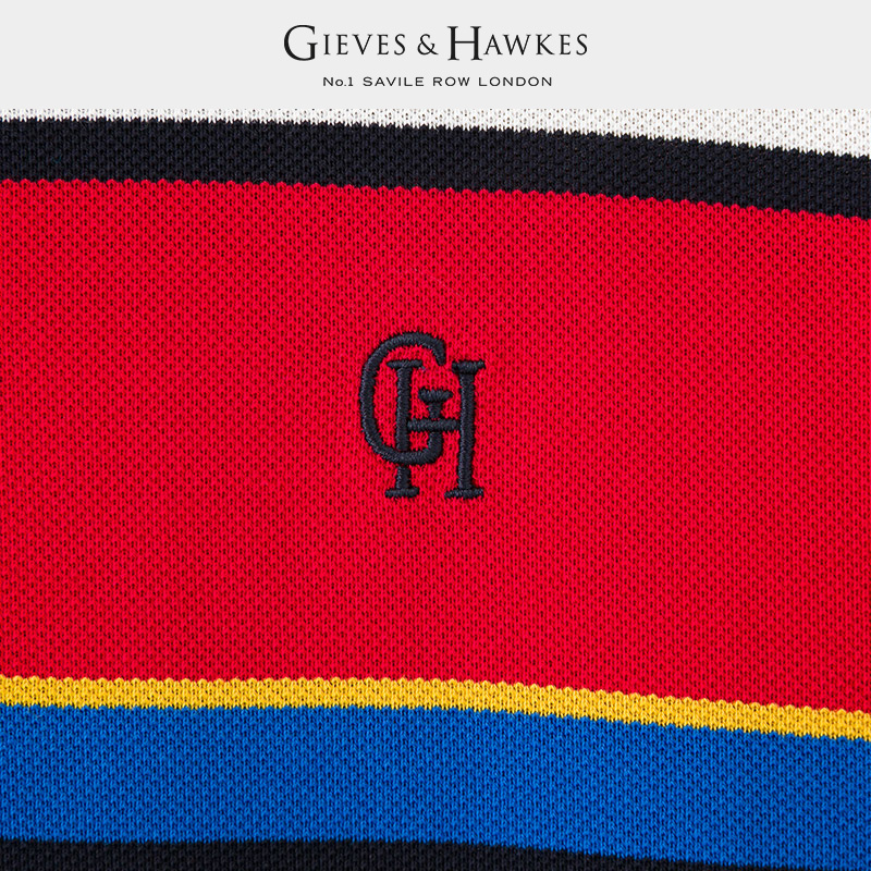 GIEVES&HAWKES/君皇仕GH条纹纯棉多色商务休闲POLO衫 G45H9EI061 - 图2