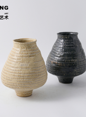 空合侘寂风景德镇粗陶花器摆件