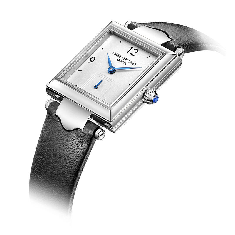 瑞士艾米龙Emile Chouriet官方正品净雅系列方壳真皮带石英手表女