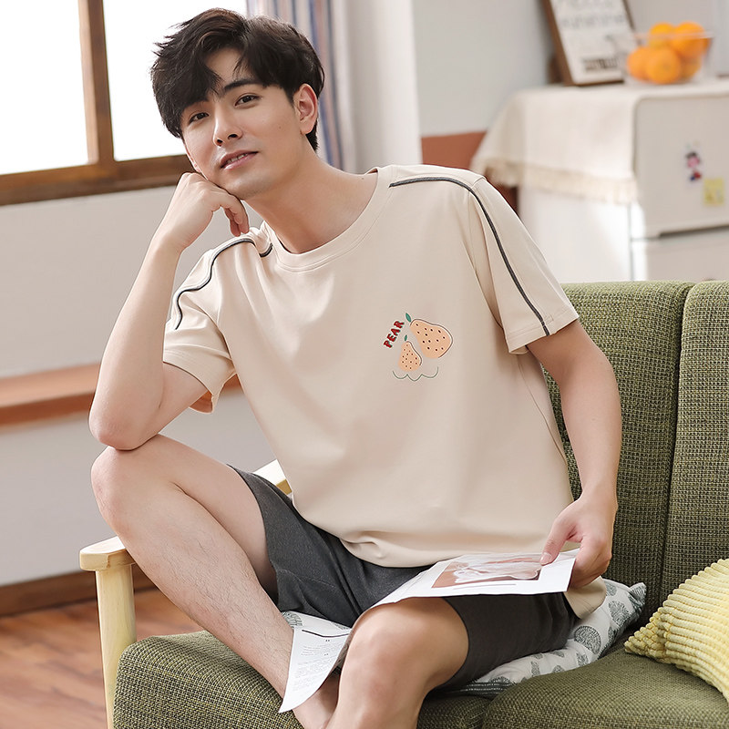 夏季纯棉短袖短裤男士宽松男生睡衣 遇典睡衣/家居服套装