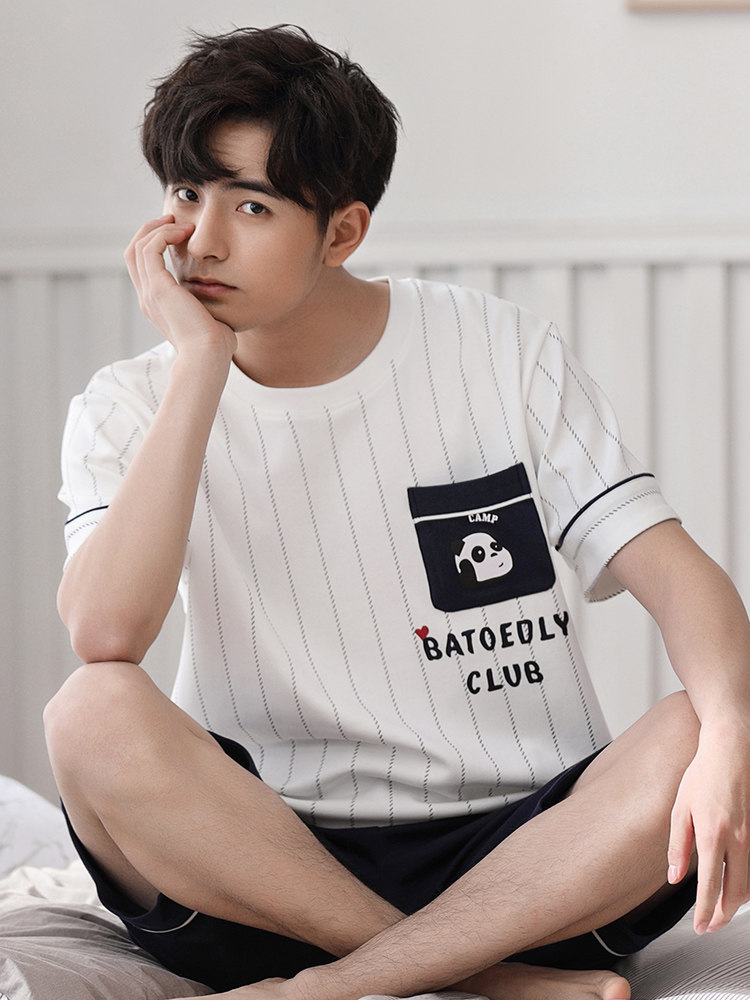 夏季纯棉短袖短裤男士宽松男生睡衣 遇典睡衣/家居服套装