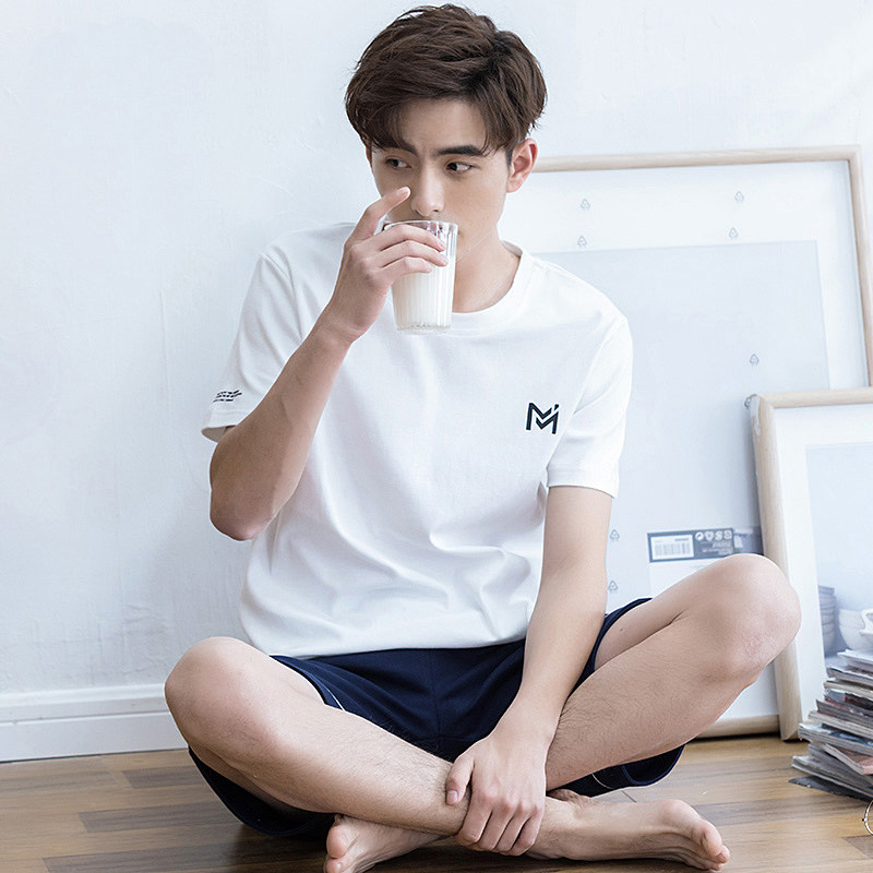 夏季纯棉短袖短裤男士宽松男生睡衣 遇典睡衣/家居服套装