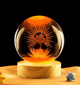 3D佛像内雕水晶球摆件供奉