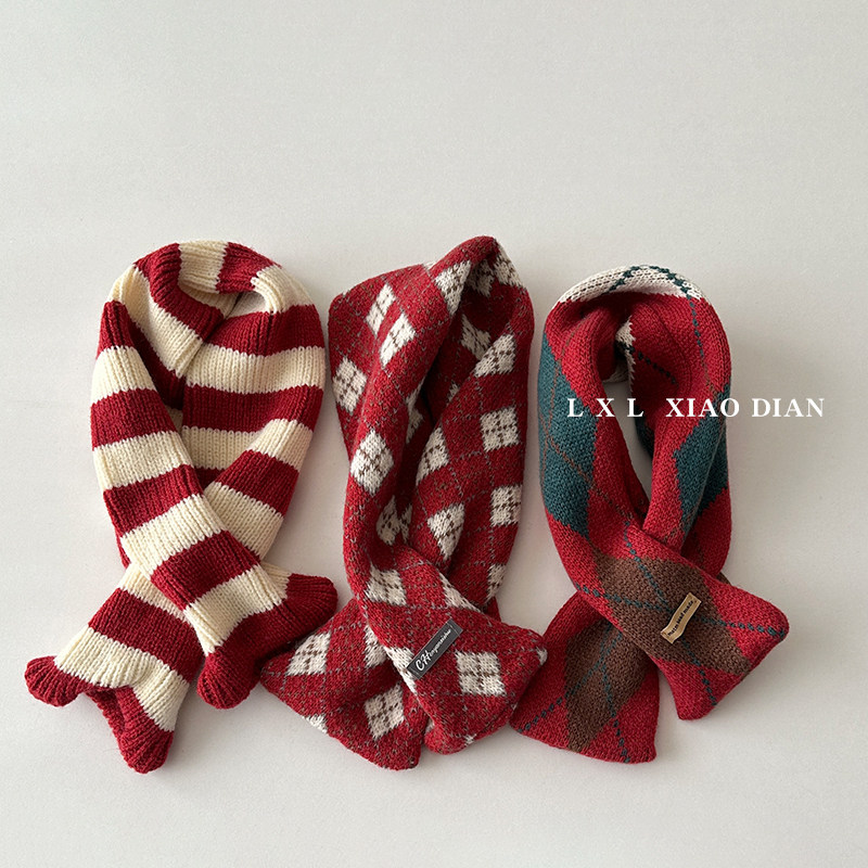 新年红色喜庆儿童围巾秋冬季交叉绑带保暖围脖男童女宝宝拜年脖套,淘宝优惠券,粉丝福利购,淘宝优惠卷