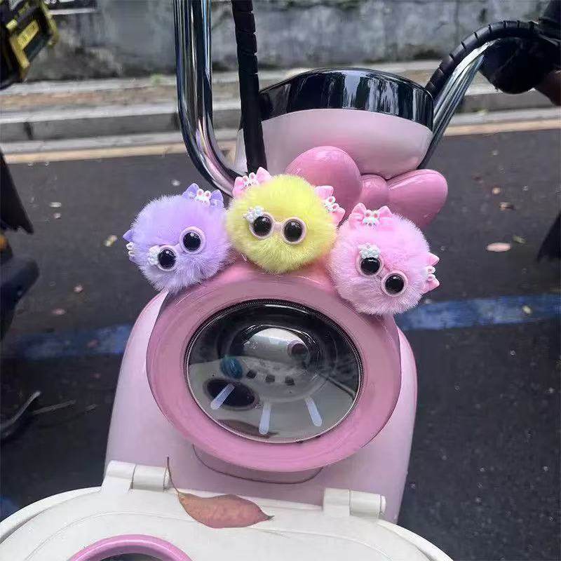 可爱立体毛球小怪兽车灯装饰小摆件电动车装饰小配件公仔玩偶挂件,淘宝优惠券,粉丝福利购,淘宝优惠卷