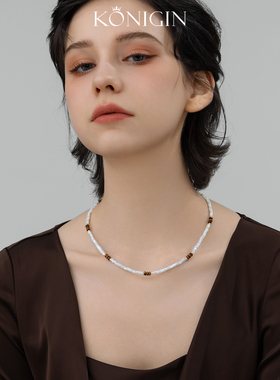 天然白贝母项链女925纯银