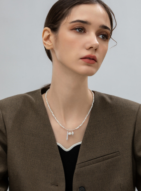 925纯银天然白贝母串珠项链女