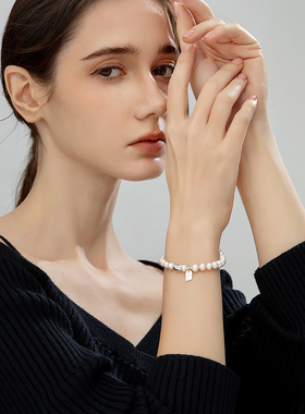 天然淡水珍珠纯银相思豆手链