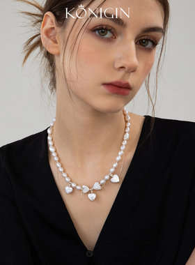 淡水珍珠爱心项链女纯银毛衣链