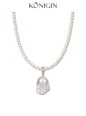 925纯银巴洛克淡水珍珠项链女