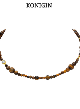 纯银虎眼石串珠项链女