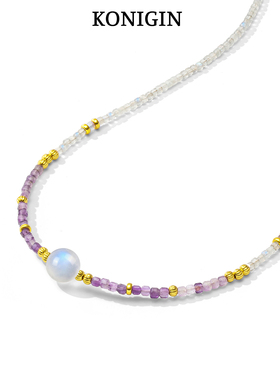 紫水晶月光石项链女纯银