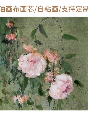 中古风装饰画画芯复古花鸟图海报