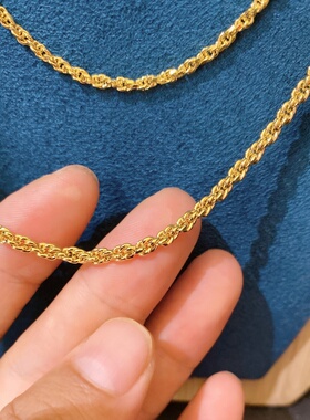 沙金铜镀金项链女款锁骨麻花拧丝