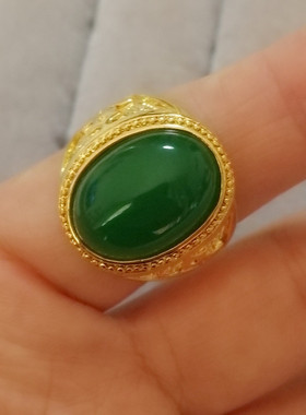 活口可调节男黄铜沙金简约金戒指