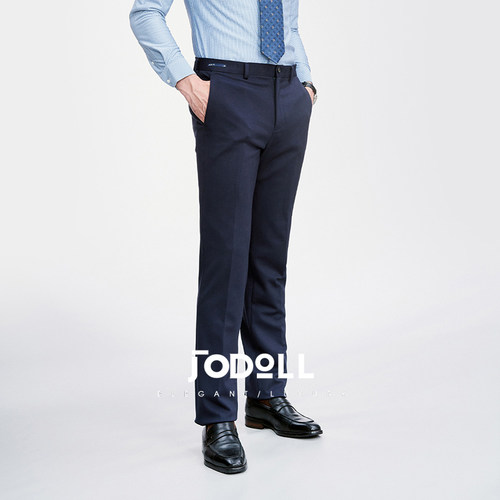 JODOLL乔顿商务绅士修身单西裤男士百搭藏青色直筒裤职业上班长裤 - 图1