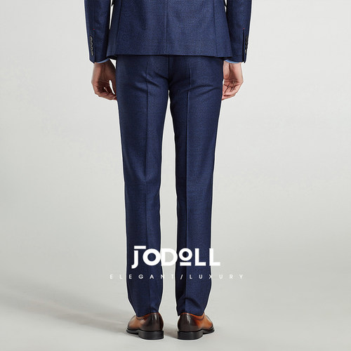 JODOLL乔顿男羊毛西裤秋冬潮流商务休闲深蓝色职业上班修身西装裤 - 图3
