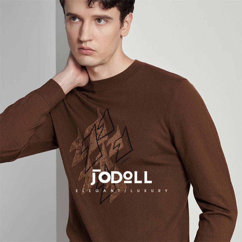 JODOLL/乔顿男羊毛衫冬潮流提花圆领毛衣舒适绵羊毛针织衫,淘宝优惠券,粉丝福利购,淘宝优惠卷