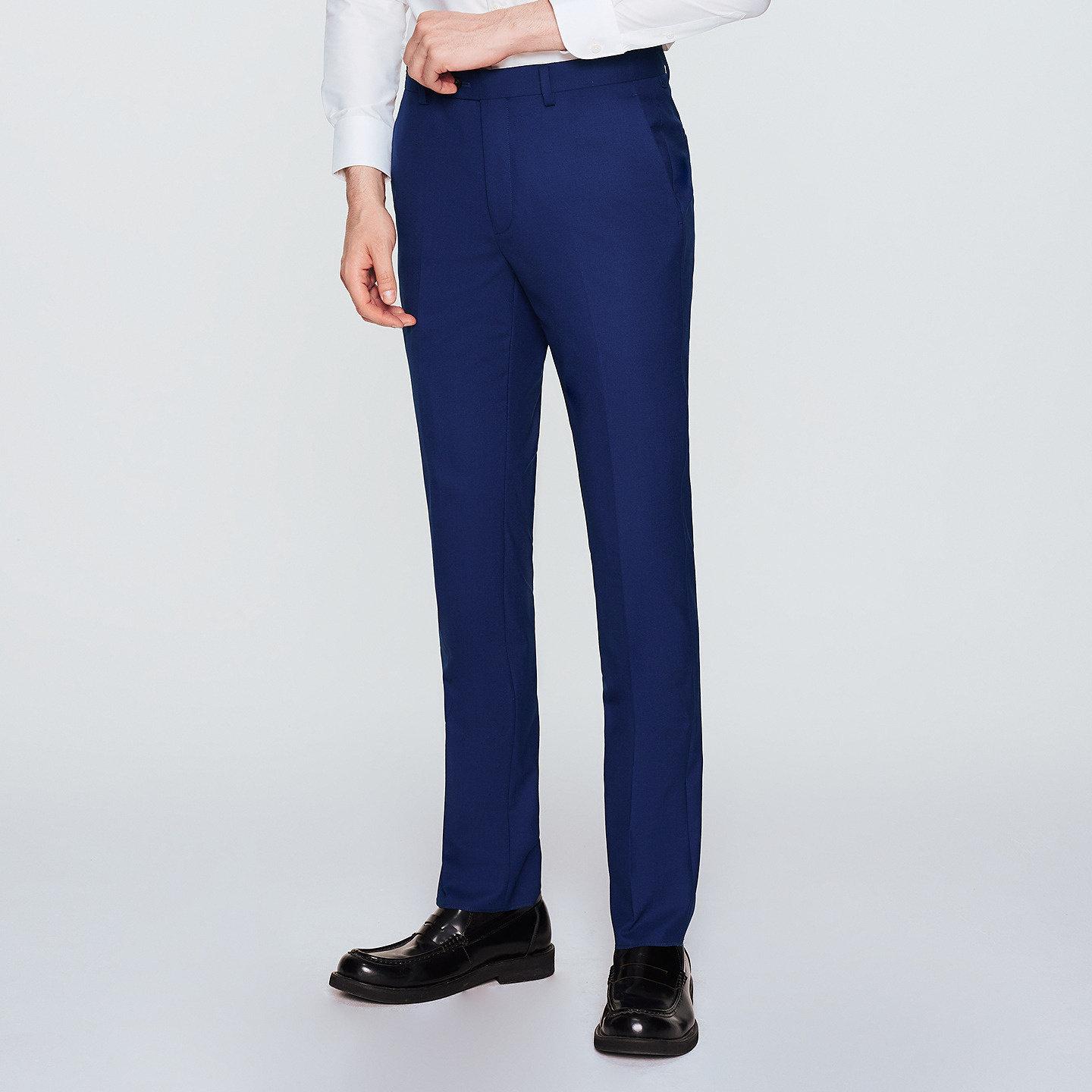 JODOLL乔顿男士绵羊毛西裤商务休闲深蓝色修身弹力直筒百搭单西裤,淘宝优惠券,粉丝福利购,淘宝优惠卷