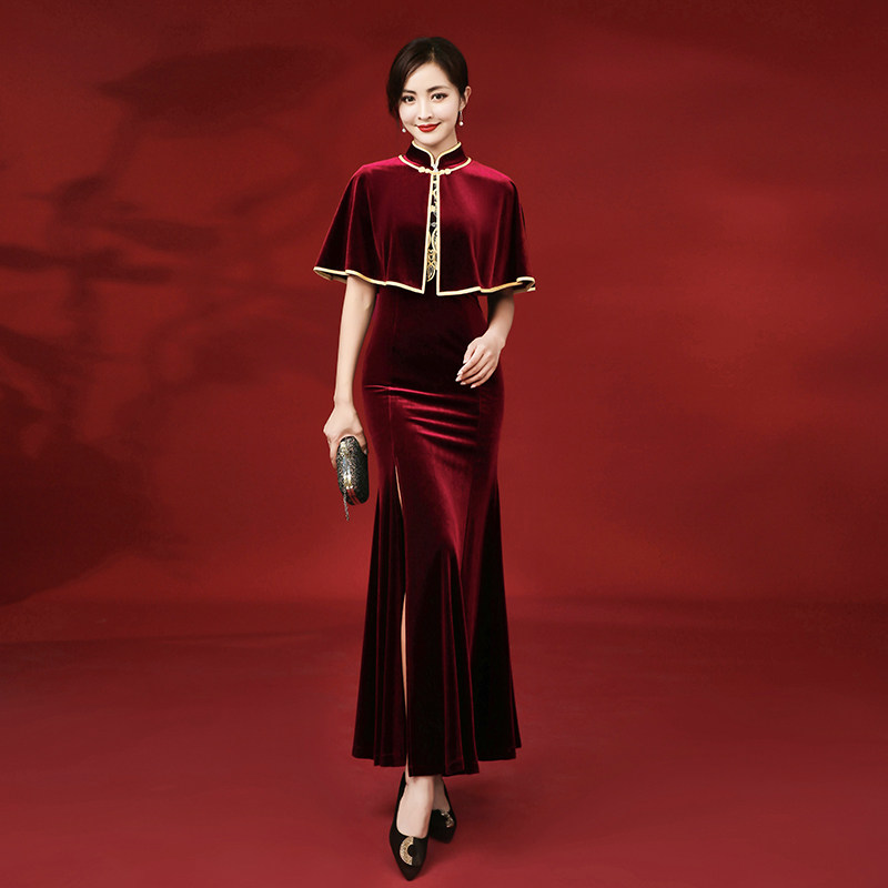 旗袍改良版连衣裙2020秋季晚礼服 朗格伊娃旗袍