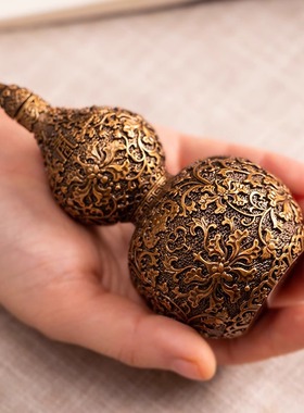 朱炳仁铜黄铜葫芦中式装饰摆件