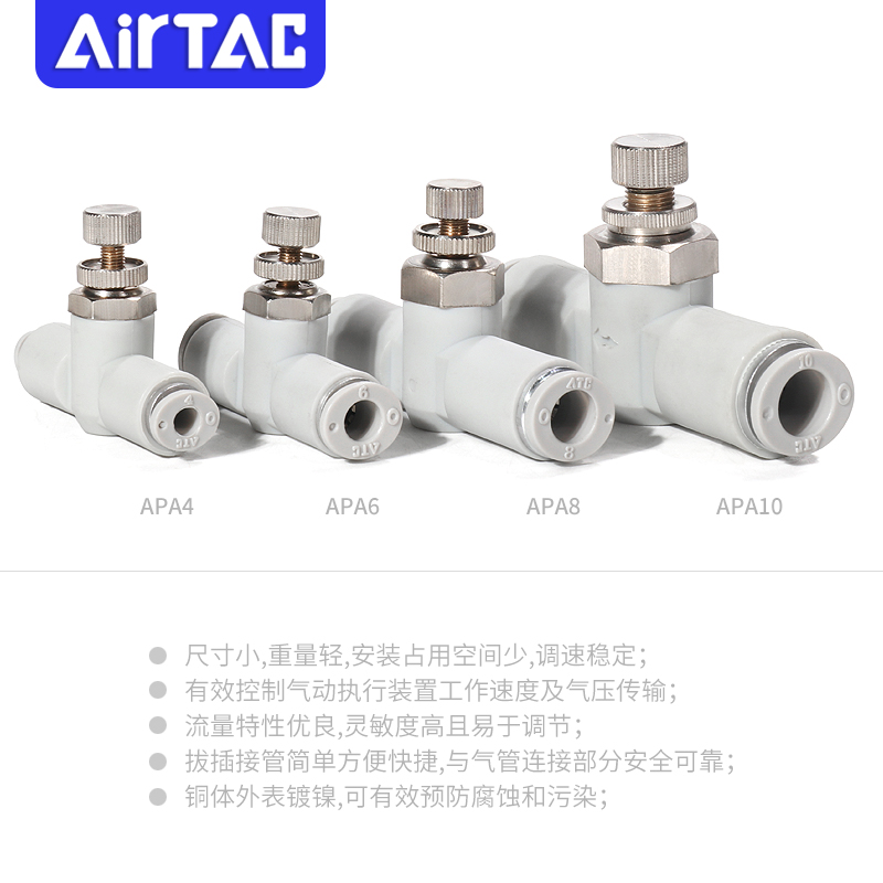 ATC亚德客管路调速阀APA-4-6-8-10气缸调节阀气动节流阀快插接头 - 图2