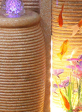 欧式风会所别墅喷泉鱼缸造景摆件