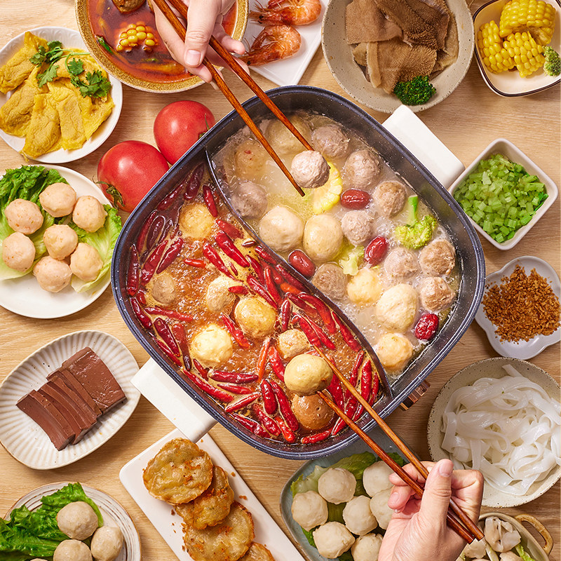 李老二潮汕牛肉丸撒尿包心鱼丸火锅食材丸子手打正宗牛筋丸墨鱼丸