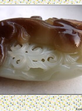 精品推出和田玉青白褐3色立体圆雕福寿如意把件（送证书包快递）