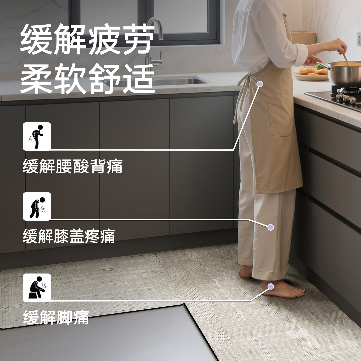 大江地垫厨房专用加厚防油防水地毯免洗可擦防滑2025新款高级脚垫 - 图0