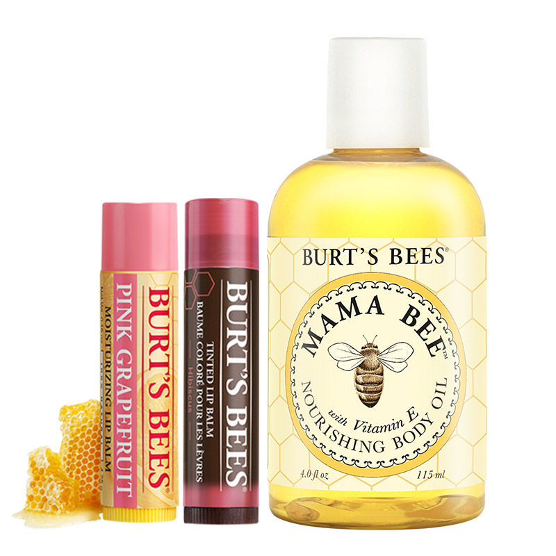 伯特小蜜蜂唇部身体护理精华油套组 伯特小蜜蜂海外孕产妇彩妆套装