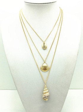 天然贝壳波西米亚度假风毛衣链