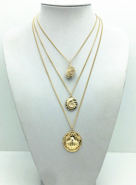 天然贝壳包金度假风海洋生物吊坠