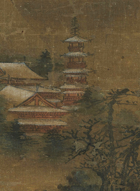 南宋楼观【江山雪霁图】高清微喷复制仿古国画临摹画稿装饰画画心