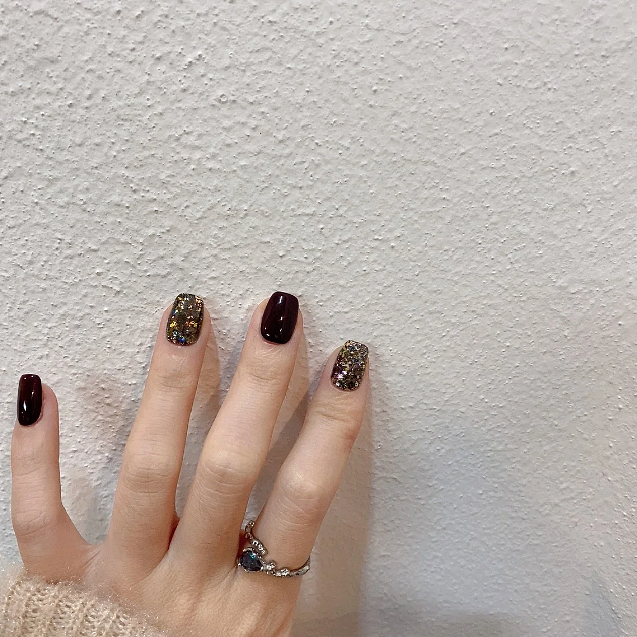 纯手工穿戴甲美拉德秋冬高级感美甲气质显白短款可拆卸假指甲贴片,淘宝优惠券,粉丝福利购,淘宝优惠卷