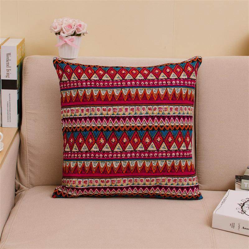 波西米亚民族风棉麻抱枕套红蓝绿条纹靠枕套家居软饰腰枕云南复古,淘宝优惠券,粉丝福利购,淘宝优惠卷