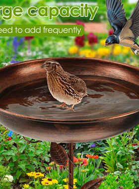 Bird Bath Feeder Bowl Iron Garden Outside Standing Vintage S