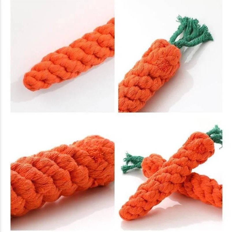 1pc Pet Knot Toy for Dog and Cat Carrot Shape Dog Chew Toys - 图1