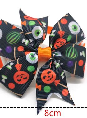 50/100pcs Handmade Halloween Dogs Bowties Bowknot for Small